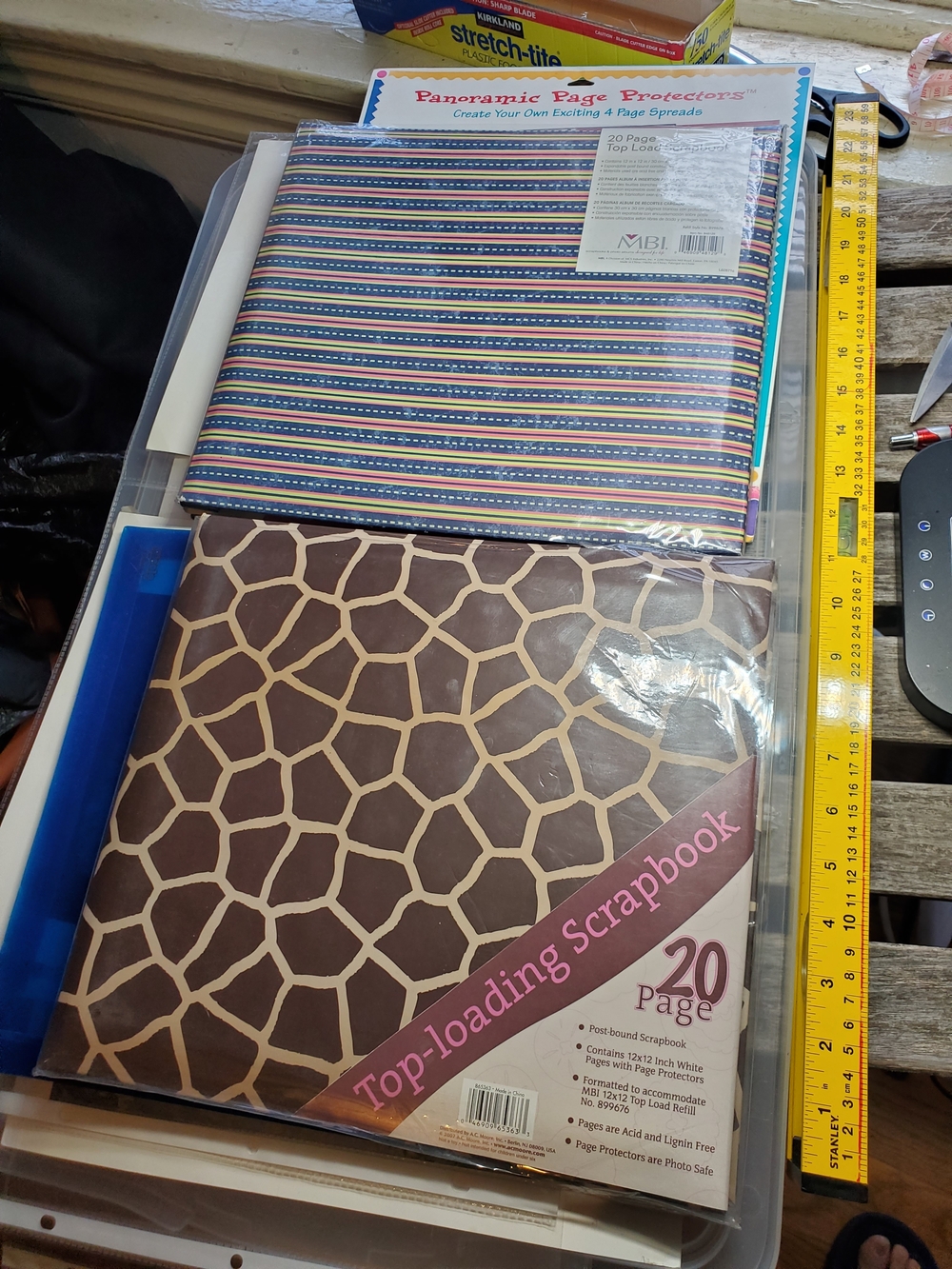 Lot of 2 MBI 12x12 Post-Bound Scrapbooks - Giraffe Print & Stripe Border with Pa
